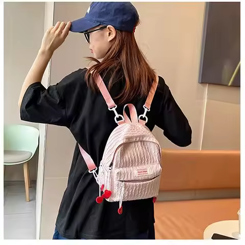 Chica, linda, compras, mochila, burbujas, ocio, estudiante, bolso pequeño, fresco y dulce, tela Oxford - 1