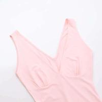 Vestido Maxi de Verano Elegante sin Mangas con Volantes Sexys Cuello en V Profundo, Espalda Alta, Abierto hasta la Coxa - details 3
