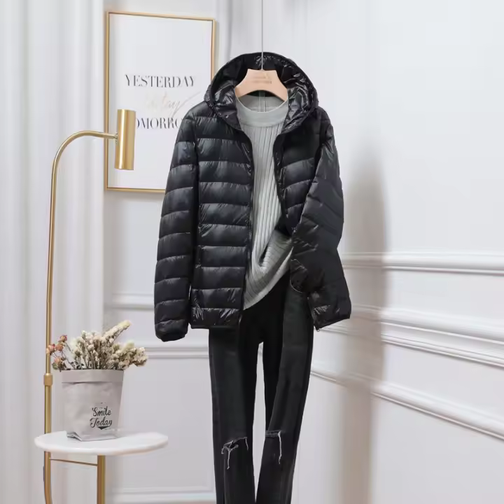 de Chaqueta plumón ultraligera con capucha para mujer, abrigo cortavientos fino y cálido, 7XL talla grande, Invierno gran, - 1