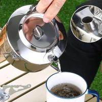 Tetera portátil de acero inoxidable para acampar al aire libre, cafetera, hervidor de 1,2 litros, villa para picnic y senderismo - details 5