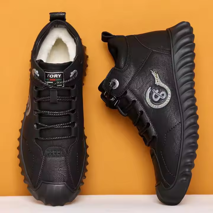 Zapatos de algodón para hombre de invierno con botas de nieve de algodón de caña alta cálidas de terciopelo - 1