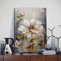 DHROOM Arte de Pared Floral Nórdico de Lienzo 3pcs Flores de Oro Blanco Encuadrado - details 3