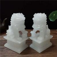 Figuras decorativas 2 uds estatuas doradas de Chiese Lios Feg Shui Ma-made Jade Stoe Buda Drago escultura estatua hogar - details 13