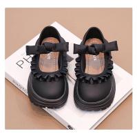Zapatos de cuero de princesa con volantes para niñas, zapatos de vestir plisados con lazo, para fiesta de boda, suela gruesa, Chic, otoño, 2024 - details 4