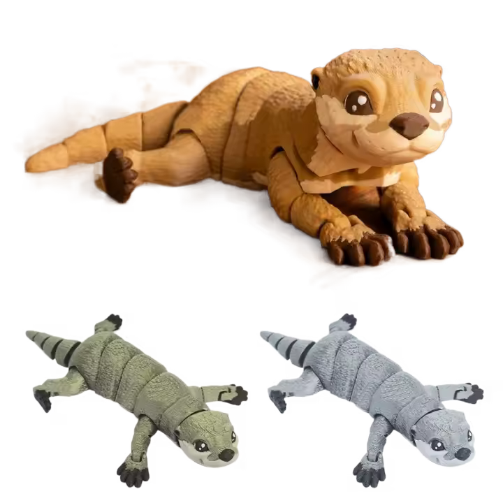 Lindo modelo de nutria PLA, juguete de Color sólido, figura de acción de nutria impresa en 3D, figura de Animal articulada múltiple móvil de escritorio - 1