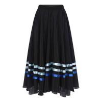 Faldas Flamenco español para mujer, vestidos de danza contemporánea moderna lírico, cintura alta, dobladillo a rayas, falda con - details 11