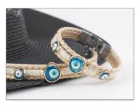 Pulsera de cuentas tejida multicapa de cuero de aleación de ojo azul de estilo turco original - details 6