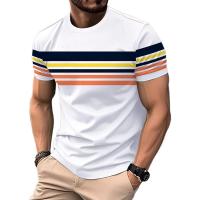 Camisetas a rayas simples a la moda para hombre, pantalón corto informal de verano de manga con estampado 3D de cuello redondo, ropa de calle de tendencia, camisetas - details 0