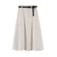 Seulish vintage faldas de lana gruesas para mujer Otoño Invierno nuevo color sólido casual cintura alta A-line faldas de mujer - details 2