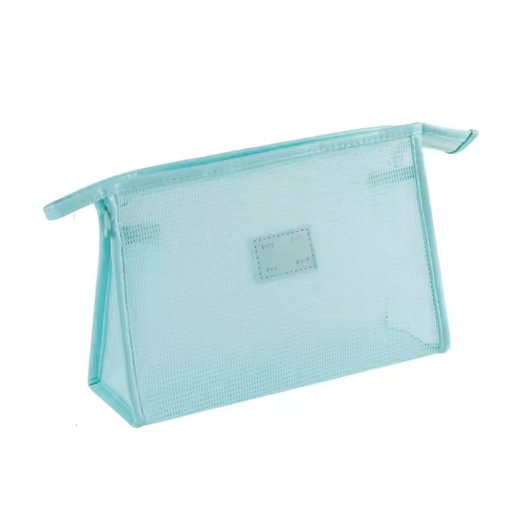 Bolsa de maquillaje de mano de malla portátil informal, bolsa de aseo de almacenamiento con cremallera ligera, estuches de cosméticos cuadrados de gran capacidad para exteriores - 1