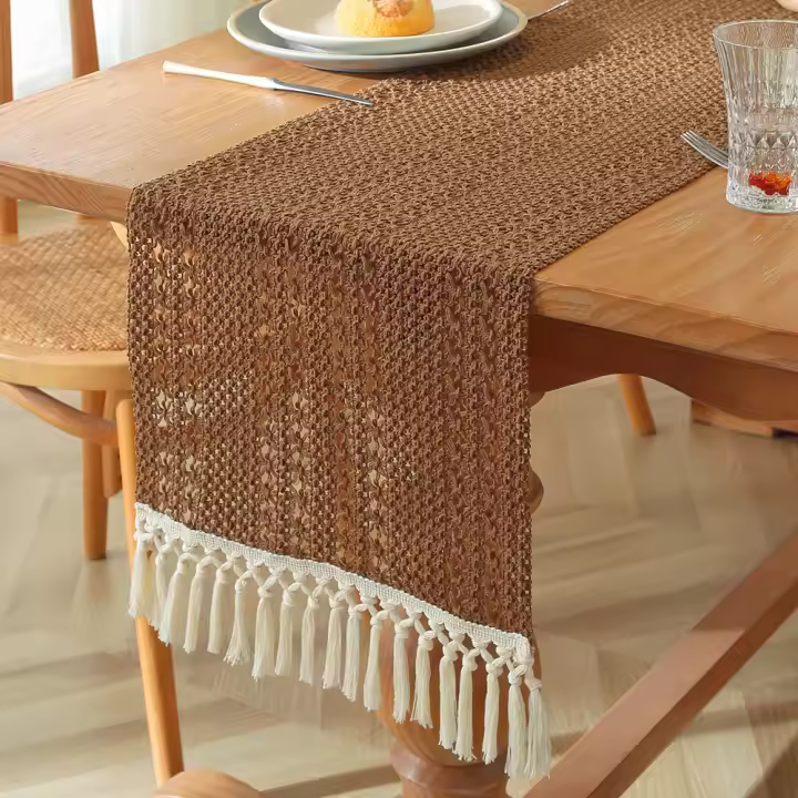 Mantel Nórdico Individual de Algodón y Lino Diseño Geométrico Minimalista para Comedor o Centro - 1