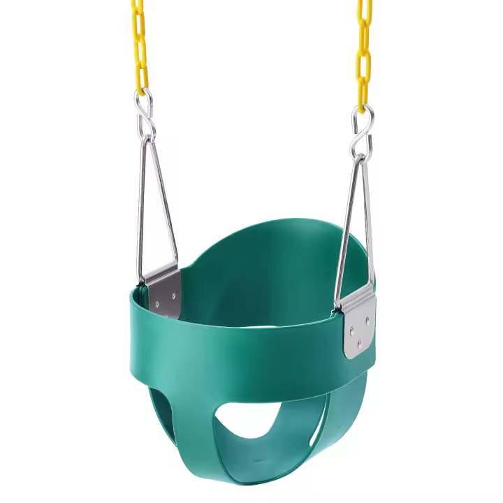 SucceBuy Asiento de columpio para niños pequeños, columpio para bebé con respaldo alto, capacidad de 150 libras, cadenas y mosquetones recubiertos, completamente ensamblado - 1