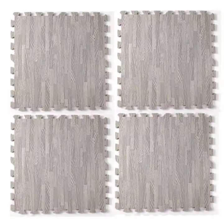 Alfombra de espuma EVA de grano de madera, estera de rompecabezas de espuma suave gruesa, almohadilla de suelo impermeable respetuosa con el medio ambiente, Reduce el ruido, 4 Uds. - 1