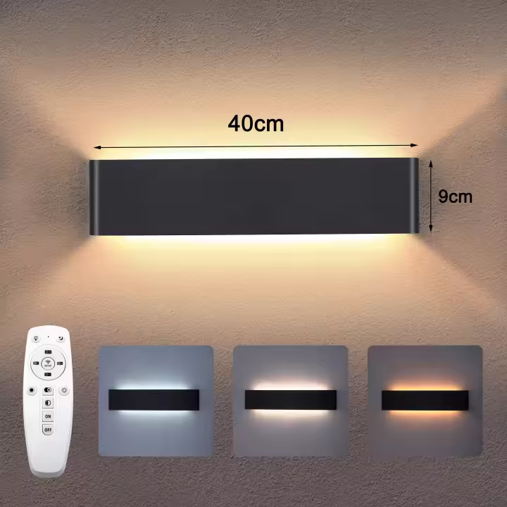 Lámpara de pared con atenuación y Control remoto de 2,4G, luz LED de pared de 16W, lámparas de pared modernas, luces de pared interiores que incluyen placa LED de 110V-260V para - 1