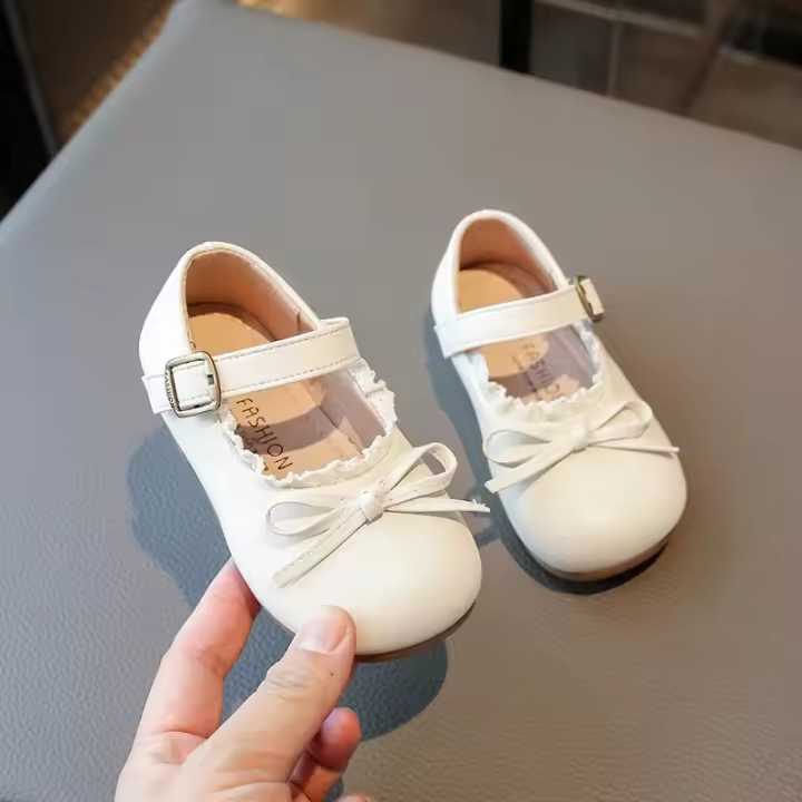 Zapatos de cuero para niños, nuevos zapatos planos para niñas de primavera y otoño con lazo, zapatos informales versátiles de moda de princesa para niños, suela blanda - 1