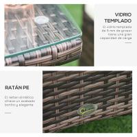 Conjunto de Muebles Ratán para Jardín Formado por 1 Mesa y 2 Sillones con Cojines Estructura de Metal y Ratán Marrón - details 2
