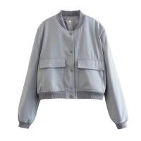 BUNO-Chaqueta Bomber de manga larga de Color liso para mujer, abrigo Vintage con cremallera a la moda, Tops, chaquetas básicas holgadas elegantes para mujer - details 25