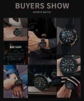 Relojes MEGIR de lujo de primera calidad para hombre, cronógrafo militar, resistente al agua, reloj deportivo de cuarzo, reloj de pulsera para hombre, reloj de silicona con esfera grande - details 2