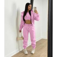 Conjunto de ropa de mujer de 3 piezas, suéter con capucha con forro polar, camiseta sin mangas y pantalones deportivos - details 5