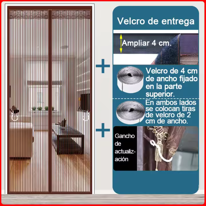 Cortina mosquitera Para Puerta,cortina de Puerta magnética,con Imanes de Cierre Automático y velcro - 1