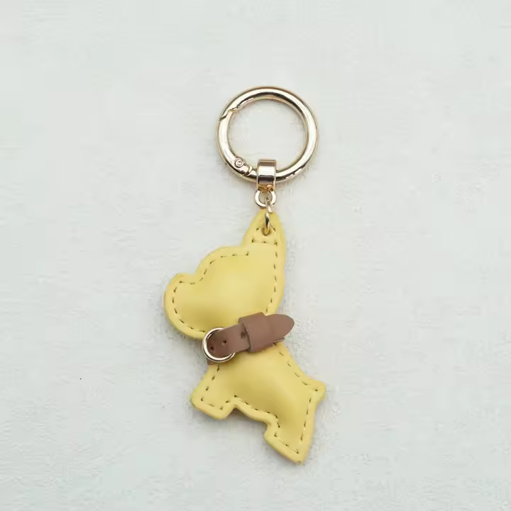 Precioso llavero de Bulldog Francés, Animal, perro, cachorro, colgador de perro de cuero PU, colgante de bolso de Bulldog de dibujos animados a la moda para mujer - 1