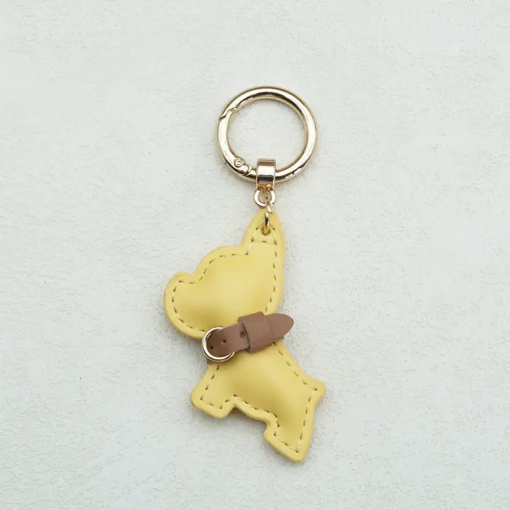 Precioso llavero de Bulldog Francés, Animal, perro, cachorro, colgador de perro de cuero PU, colgante de bolso de Bulldog de dibujos animados a la moda para mujer - 1