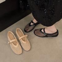 En verano, usar punta redonda, hebillas rectas, informales y cómodas, zapatos planos de mujer, zapatos individuales Mary Jane recortados, zapatos de red - details 1