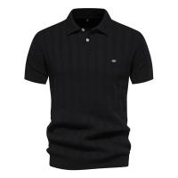 polos hombre manga corta ropa hombre día del padre 2025 Nuevo Polo de punto acanalado de verano para hombres Polo texturizado de calidad de marca transpirable y fresco para hombre - details 2