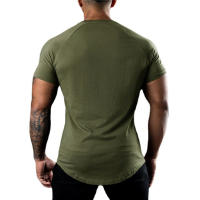 Camiseta transpirable de algodón para hombre, Camiseta con estampado sólido de 0 Cuello, manga corta, informal, culturismo, entrenamiento deportivo, Verano - details 8