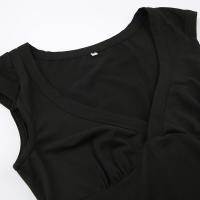 BUNO-Camisetas básicas con escote en V profundo para mujer, camisetas lisas, ropa de discoteca Vintage, ropa de mujer, moda de verano 2025 - details 7