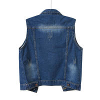 Chaqueta vaquera sin mangas para mujer, chaleco desgastado, ajustado, Color caramelo - details 3