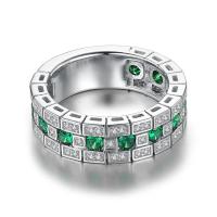 Juego de anillos de plata de ley 925 con cristal de circón para mujer, joyería de Glamour, regalos de compromiso y boda - details 1