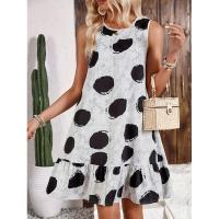 Vestido casual elegante con estampado de puntos blancos y negros - details 3