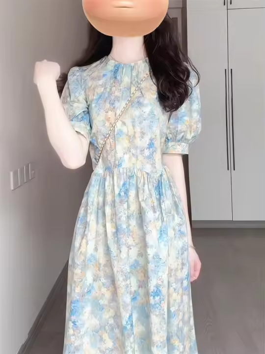 Elegante Vestido Floral de Alta Gama Francesa Estilo Único para Primavera-Verano 2025 - 1