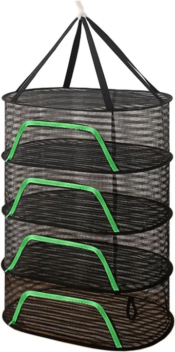 Red de secado plegable para verduras, pescado y productos deshidratados, red de secado de alimentos de varios niveles, rejilla de secado versátil, diseño resistente al viento, cierre de cremallera para protección contra insectos de 4 capas - 1