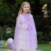 Capa de disfraz de princesa para niña, accesorios de fiesta, Blancanieves, Elsa, Anna, Rapunzel, Aurora, lentejuelas, tul, Halloween - details 16