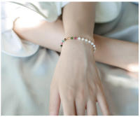 Pulsera de plata de ley versátil y sencilla con perlas de turmalina Natural, estilo INS, regalo para mujer, novia o mejor amiga - details 0