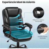 Silla de Oficina Reclinable Ajustable en Altura Silla de Ordenador Ergonómica Giratoria con Asiento Acolchado Silla de Trabajo Tapizada en Piel Sintética con Ruedas Carga de 136 KG Negra - details 6