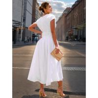 Temperamento elegante falda con tirantes y cuello en V para mujer vestido de verano nuevo en forma de A 2025 - details 7