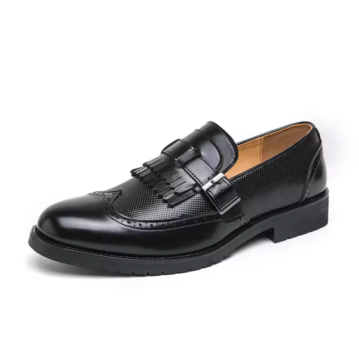 Zapatos formales de negocios para hombres, borla de empalme de un solo botón, Retro, moda juvenil, diario, oficina, banquete, novio, boda - 1
