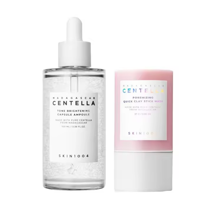 SKIN1004 Madagascar Centella Poremizing Quick Clay Stick Mascarilla y Cápsula Iluminadora de Tono Botella 100ml - 1