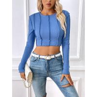 Camisetas de manga larga para mujer, ropa casual, suaves, cuello redondo, elegantes y brillantes, primavera, 2023 - details 1
