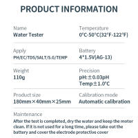 Medidor de PH Digital con Bluetooth, medidor de temperatura de salinidad, EC TDS, SG, 6 en 1, aplicaci￳n inteligente, Monitor en l￭nea para acuarios y piscinas - details 14
