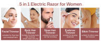 Maquinilla de Afeitar Eléctrica para Mujer, Recortadora de Pelo para Piernas de Bikini, Afeitado para Mujer, Cejas, Labios, Cuerpo, Cara, Barba, Bigote, Nariz, Brazo, Axila, Depilación Facial para Mujer, Kit 5 en 1, Puerto de Carga Tipo C - details 1
