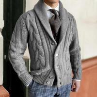 Suéter de Lana Gruesa con Tapa Abierta Chaqueta Cálida Casual para Hombres Moda en Cardigans - details 8