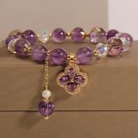 Elegante Pulsera de Amatista Romántica Colgante de Cinco Pétalos de Cristal Retro de Lujo para Mujeres Regalo de Joyería para Novia - details 0