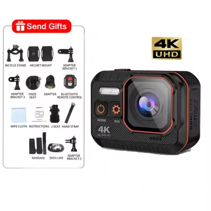 Cámara de Acción 4K 4K 60fps HD con Control remoto, cámara deportiva impermeable, grabadora de pantalla, - 1