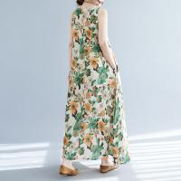 Vestido Floral Vintage de Algodón sin Mangas Vestido Largo de Verano Suelto y Elegante para Mujeres - details 4