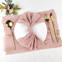 Juego de 6 servilletas de tela de costura de terracota, venta al por mayor de fábrica de algodón, servilletas de tela, toallas de mesa de gasa, decoración de boda, Pascua - details 6