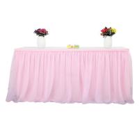 Falda de mesa de tul, cubierta de mesa, Decoración de cumpleaños, boda, paño de mesa, arreglo de postre de pastel, rosa, 4 pies - details 4